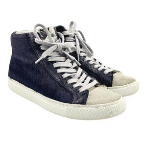 P448 John Calf Hair Lace Up High Top Sneakers‎ Size - 36 / US 6